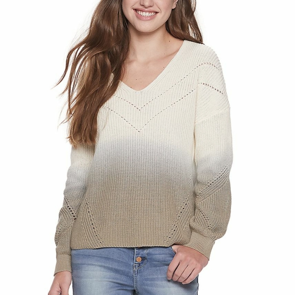 American Rag V-Neck Dip-Dyed Gradient Sweater NWT